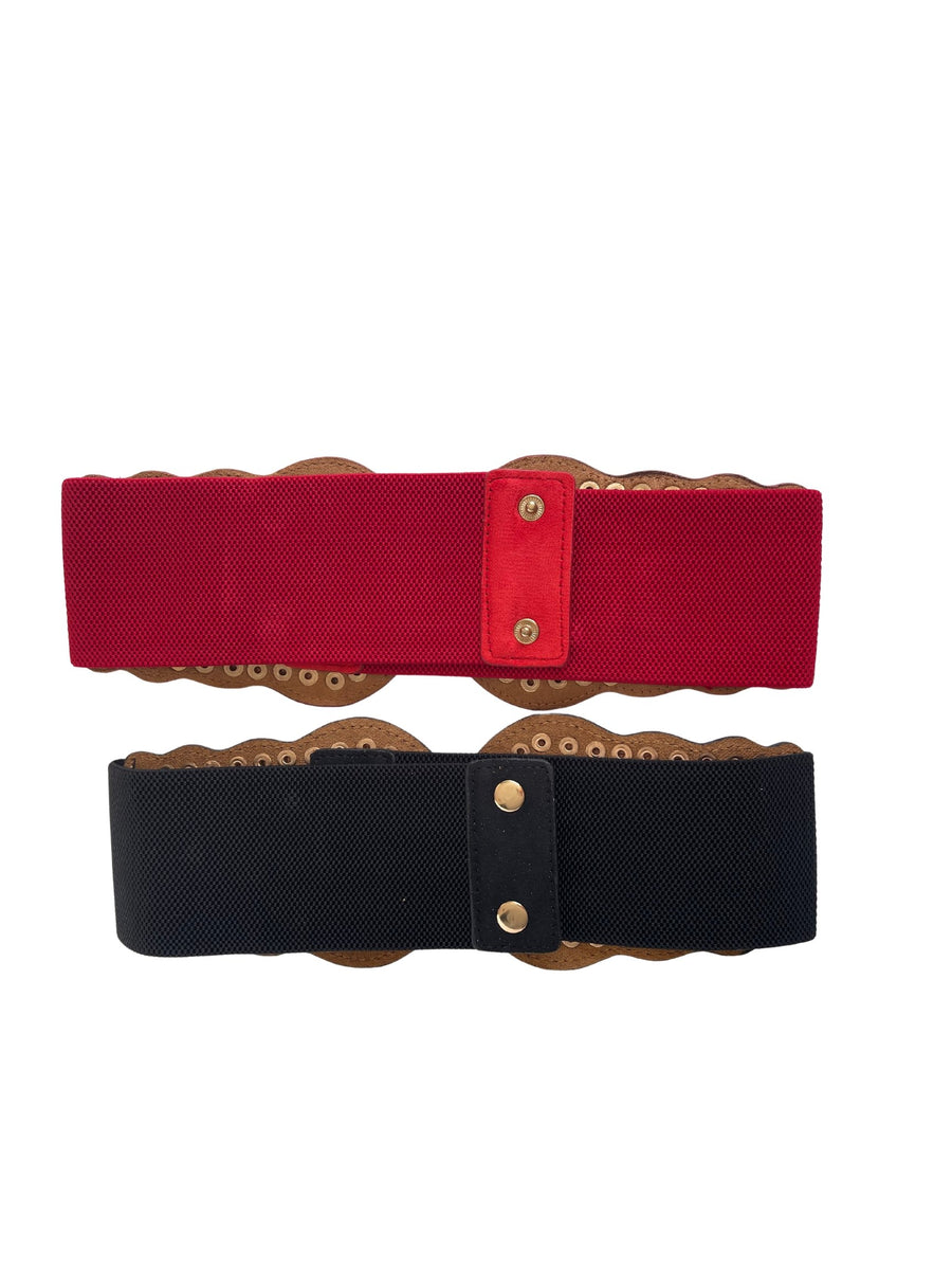 Elastic band women belt Nylon Wide Belt Metal Buckle Black Red Ladies –  HALO FASHION