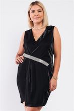 Cargar imagen en el visor de la galería, Sleeveless V-neck Asymmetrical Wrap Rhinestones Detail Fitted Mini Blazer Dress
