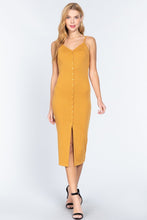 Cargar imagen en el visor de la galería, Fron Button Slit Rib Cami Midi Dress
