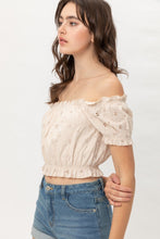 Cargar imagen en el visor de la galería, Off Shoulder, Cropped Top Puff Sleeve
