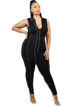 Load image into Gallery viewer, Plus Sleeveless Knitted Overlock Stitch Jumpsuit
