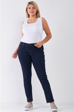 Cargar imagen en el visor de la galería, Plus Dark Blue Denim Mid-rise Skinny Jeans
