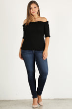 Cargar imagen en el visor de la galería, Plus Size Rib Knit Off Shoulder Short Sleeve Top
