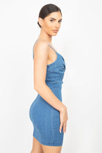 Load image into Gallery viewer, Twisted Front Cutout Denim Dress
