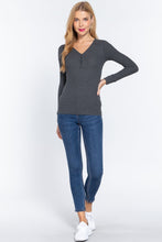 Cargar imagen en el visor de la galería, Long Slv V-neck Placket Thermal Top
