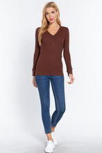 Cargar imagen en el visor de la galería, Long Slv V-neck Placket Thermal Top
