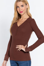 Cargar imagen en el visor de la galería, Long Slv V-neck Placket Thermal Top
