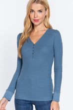 Cargar imagen en el visor de la galería, Long Slv V-neck Placket Thermal Top
