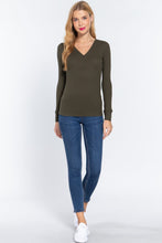 Cargar imagen en el visor de la galería, Long Slv V-neck Placket Thermal Top
