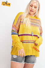 Cargar imagen en el visor de la galería, Plus Size Boho Patterned Knitted Sweater Pullover
