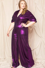 Cargar imagen en el visor de la galería, Metallic Ribbed Drop Shoulder Plus Size Jumpsuit
