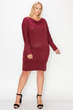 Cargar imagen en el visor de la galería, Draped Neck Long Sleeve Dress
