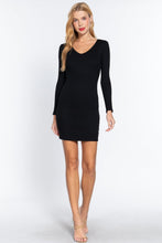 Cargar imagen en el visor de la galería, Long Slv V-neck Mini Rib Dress
