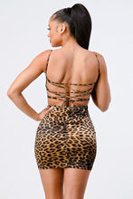 Cargar imagen en el visor de la galería, Leopard Print Knit Satin Mini Dress
