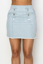 Cargar imagen en el visor de la galería, Button Frayed Denim Mini Skirt
