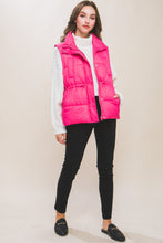 Cargar imagen en el visor de la galería, Zip Up Button Puffer Vest With Waist Toggles
